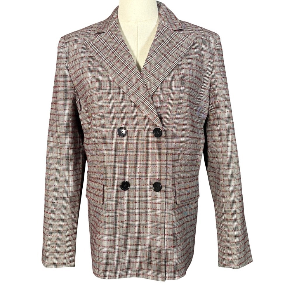 We-Ar4 Plaid Blazer Medium Double Breasted Tailored Jacket